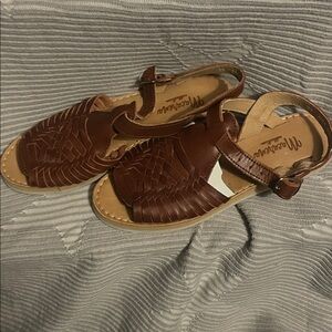 Women's Brown Woven Leather Sandals - Unbranded